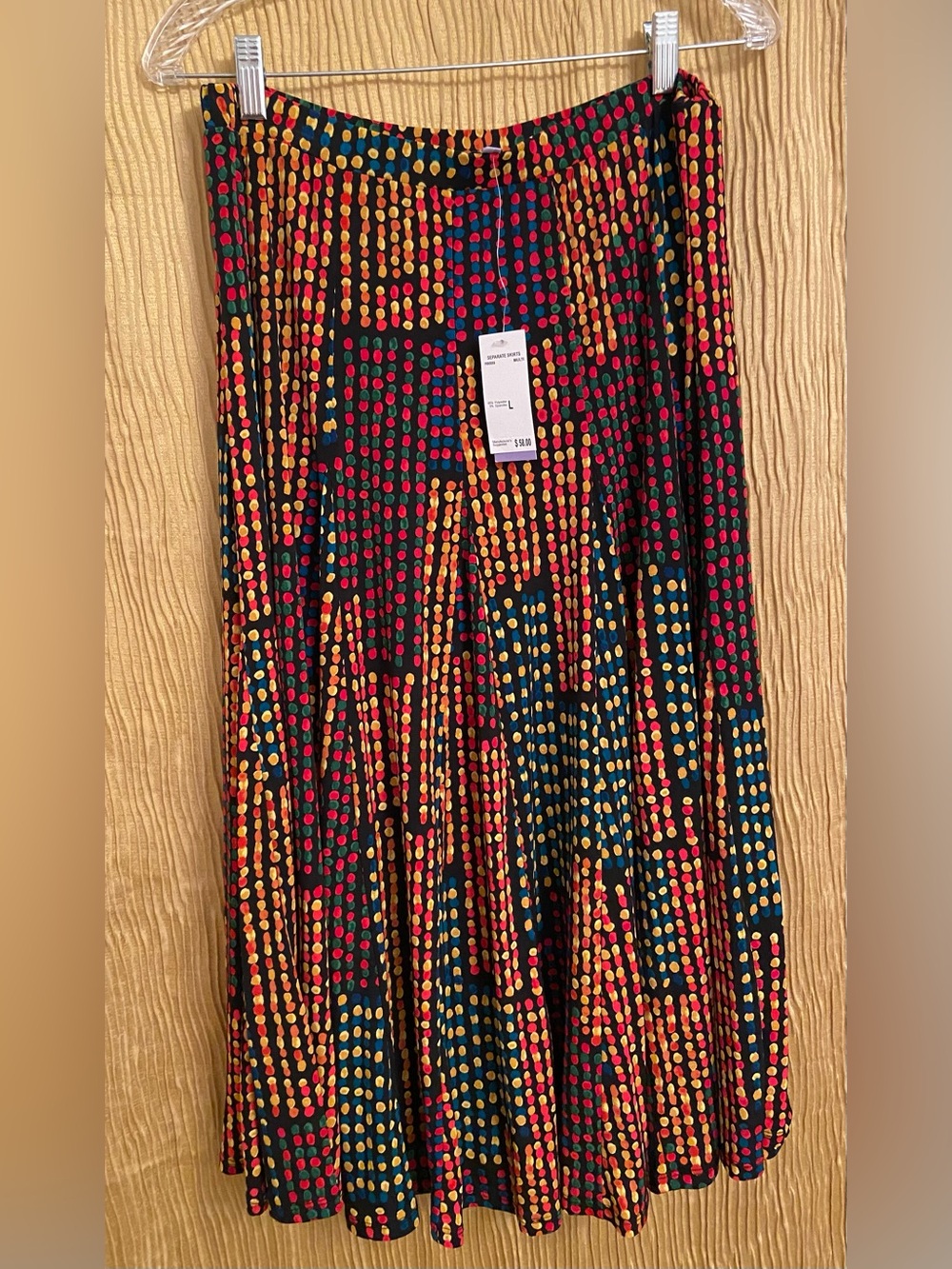 Premise Multicolored Maxi Skirt with Red, Yellow, Green & Blue Dot Print